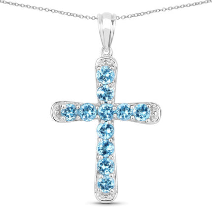 3.85 Carat Genuine Blue Topaz .925 Sterling Silver Pendant