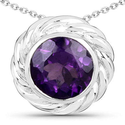 3.30 Carat Genuine Amethyst .925 Sterling Silver Pendant