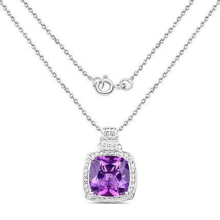5.85 Carat Genuine Amethyst .925 Sterling Silver Pendant