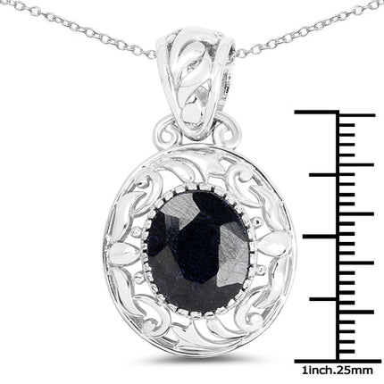 5.94 Carat Dyed Sapphire .925 Sterling Silver Pendant