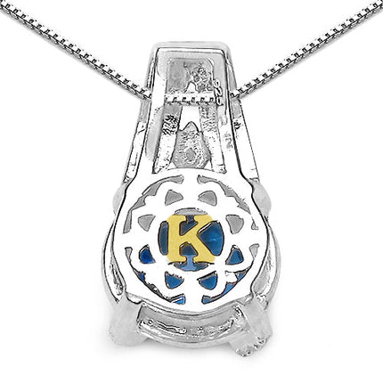4.94 Carat Genuine Swiss Blue Topaz, Blue Diamond & White Diamond .925 Sterling Silver Pendant