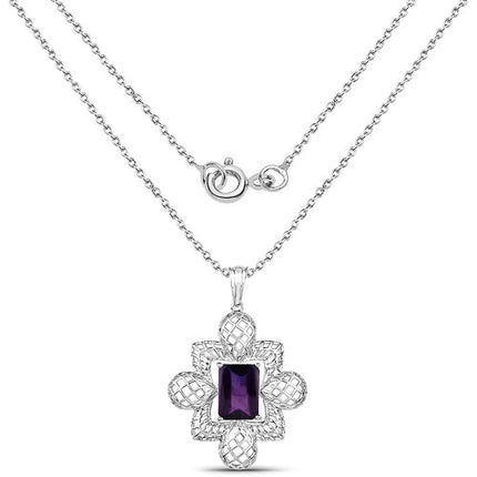 7.80 Carat Genuine Amethyst .925 Sterling Silver Pendant