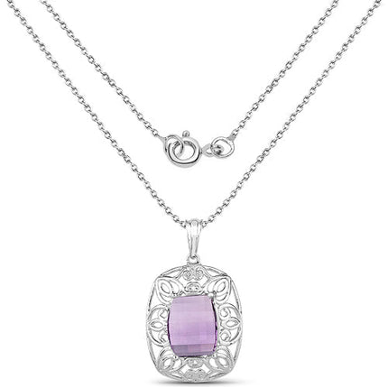 7.30 Carat Genuine Amethyst .925 Sterling Silver Pendant