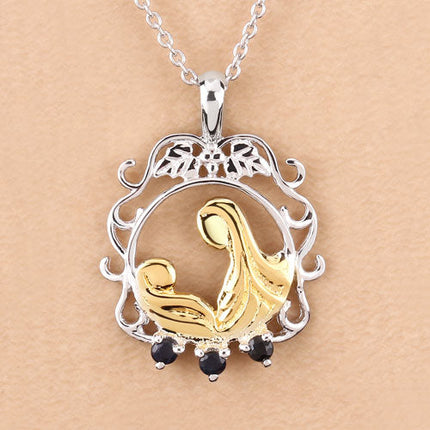 0.12 Carat Genuine Blue Sapphire .925 Sterling Silver Pendant