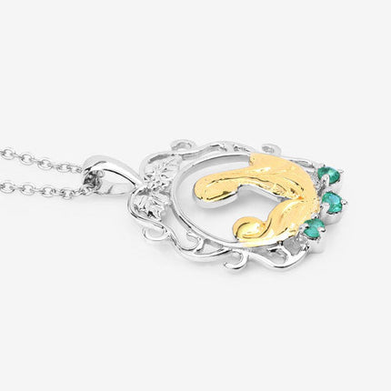 0.09 Carat Genuine Emerald .925 Sterling Silver Pendant