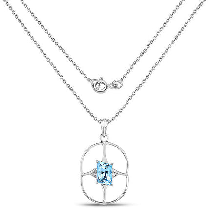 5.26 Carat Genuine Swiss Blue Topaz .925 Sterling Silver Pendant