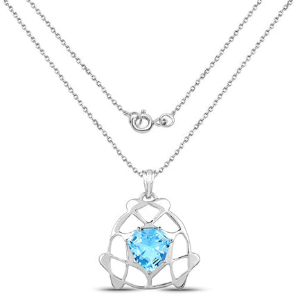 11.50 Carat Genuine Swiss Blue Topaz .925 Sterling Silver Pendant