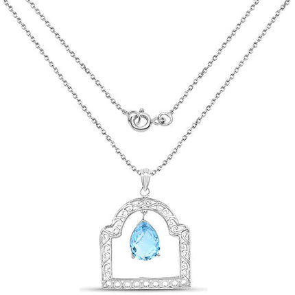 10.50 Carat Genuine Swiss Blue Topaz .925 Sterling Silver Pendant