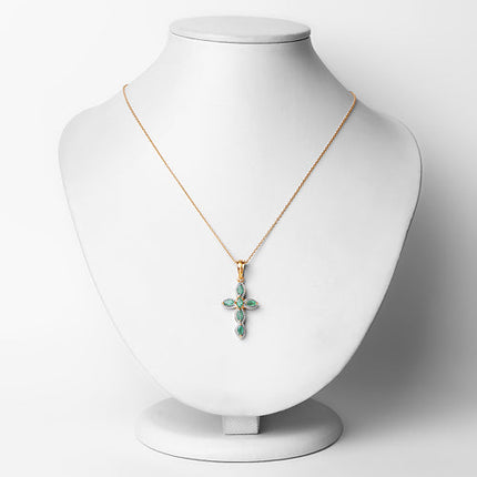 18K Yellow Gold Plated 0.84 Carat Genuine Emerald .925 Sterling Silver Pendant
