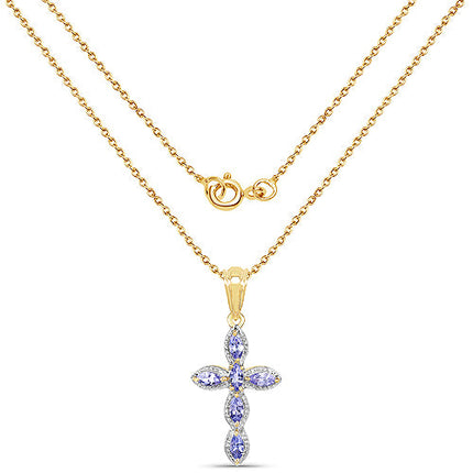 14K Yellow Gold Plated 0.84 Carat Genuine Tanzanite .925 Sterling Silver Pendant