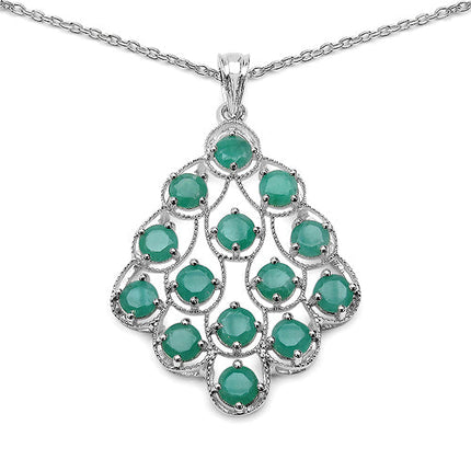 6.02 Carat Genuine Emerald .925 Sterling Silver Pendant