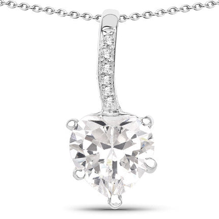 4.46 Carat Genuine White Cubic Zirconia .925 Sterling Silver Pendant