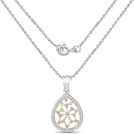 0.45 Carat Genuine White Diamond and Yellow Diamond .925 Sterling Silver Pendant