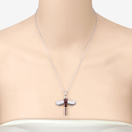 2.29 Carat Genuine Garnet and White Topaz .925 Sterling Silver Pendant