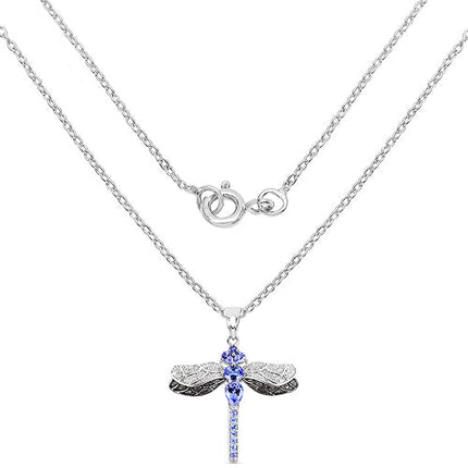 1.93 Carat Genuine Tanzanite and White Topaz .925 Sterling Silver Pendant