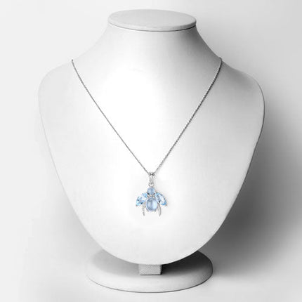9.06 Carat Genuine Blue Topaz and White Topaz .925 Sterling Silver Pendant
