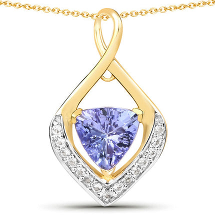 0.96 Carat Tanzanite & White Topaz Pendant in 925 Sterling Silver