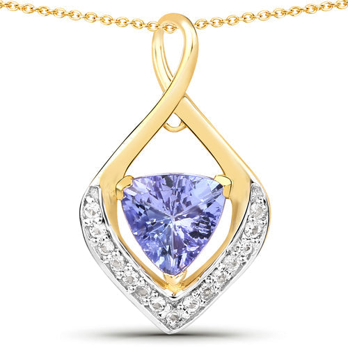 0.96 Carat Tanzanite & White Topaz Pendant in 925 Sterling Silver