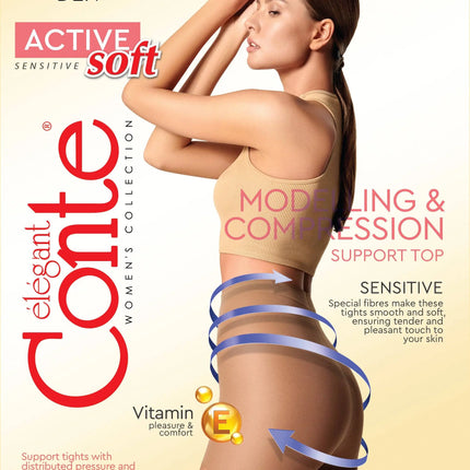 Tights Conte Active Soft 40 Den - Shaping Support with Vitamin E