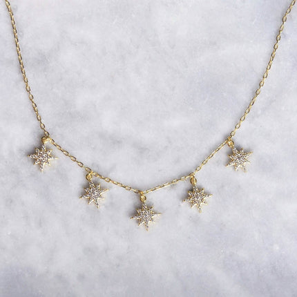 Pave CZ Star Drop Necklace