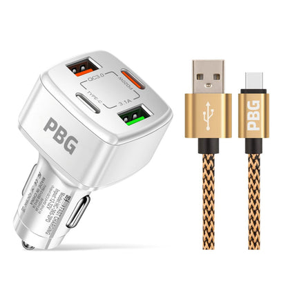 PBG 4 Port PD/USB Car Charger and 10Ft. Zebra Style Lightning Cable Bundle