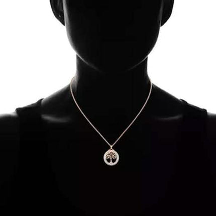 Peermont Tree of Life Necklace in White Fire Opal and Rose Gold Plating