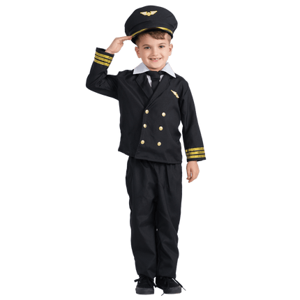 Kids Pilot Costume Set with Aviator Jacket, Hat and Flight Accessories