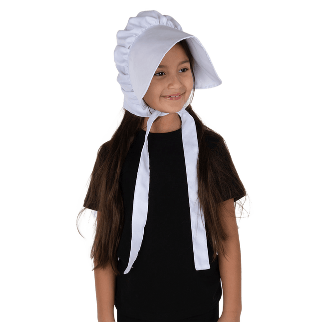 Pioneer White Bonnet for Kids – Colonial Prairie Hat Costume Accessory | Historical Dress Up