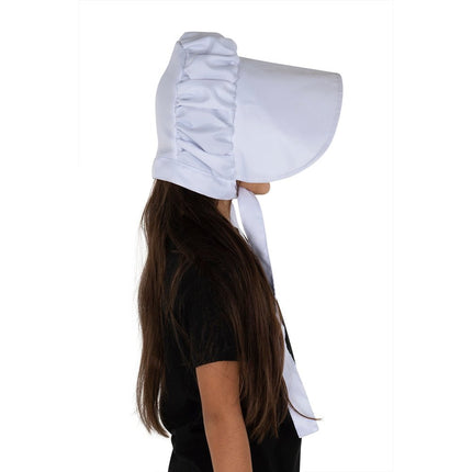 Pioneer White Bonnet for Kids – Colonial Prairie Hat Costume Accessory | Historical Dress Up