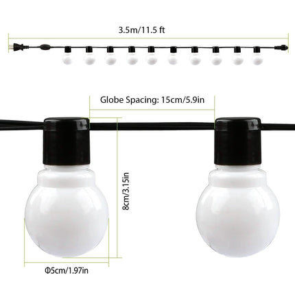 Plug-in Globe String Light Warm White Fairy Light Bulbs