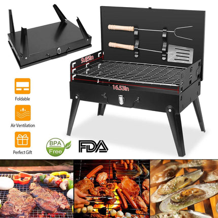 Portable Charcoal Grill Foldable BBQ Suitcase