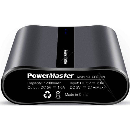 Powermaster 12000mAh Portable Charger with Dual USB Ports 3.1A Output