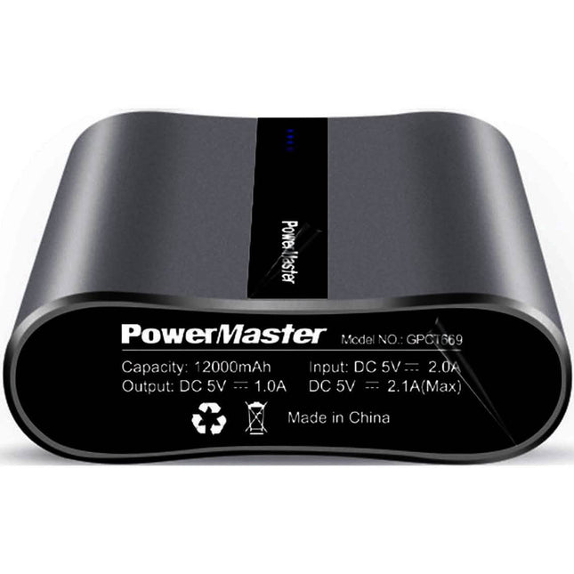 Powermaster 12000mAh Portable Charger with Dual USB Ports 3.1A Output