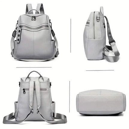 Premium Genuine Leather Womens Backpack - Brown