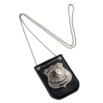 Police Badge Costume Accessory Special Police Badge Chain Clip Faux Leather Adult Kids