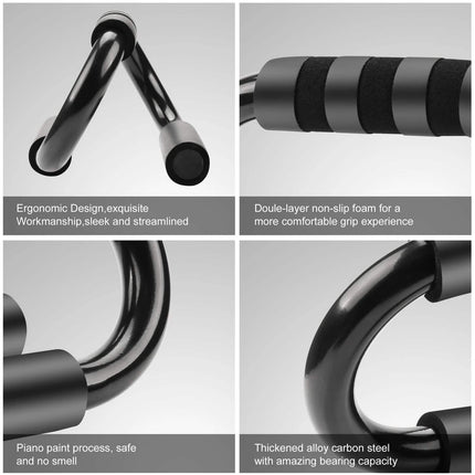 Push Up Bars Stand S Shape Fitness Workout Gym Exercise with Push-Up Training Mat
