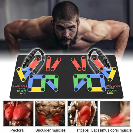 Push Up Bars Stand S Shape Fitness Workout Gym Exercise with Push-Up Training Mat