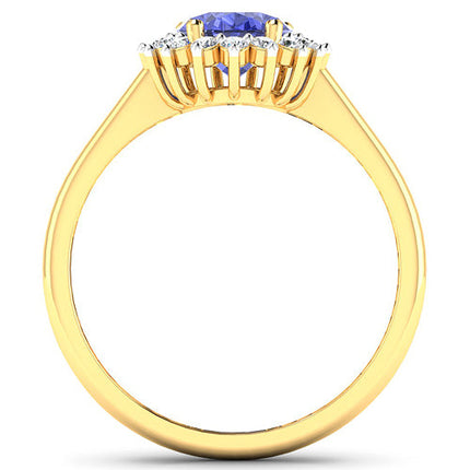 1.92 Carat Genuine Tanzanite and White Diamond 14K Yellow Gold Ring
