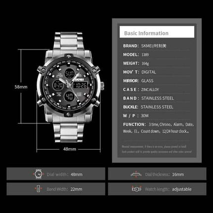 Quartz Men's Digital Clock Fashion Watch Relogio Masculino 1389