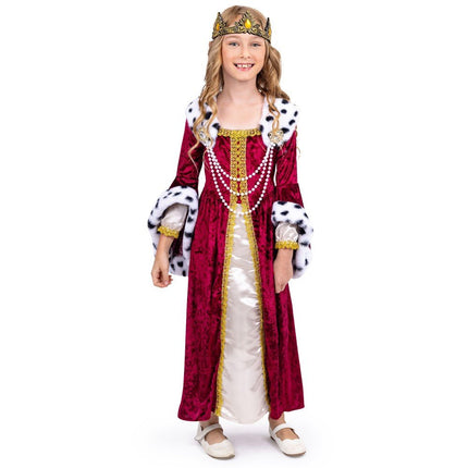 Girls Regal Queen Costume Dress with Faux Fur Collar