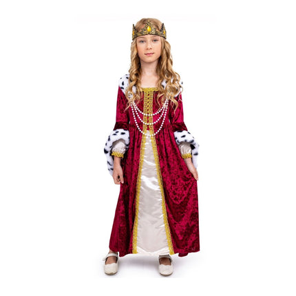 Girls Regal Queen Costume Dress with Faux Fur Collar