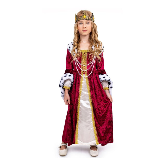 Girls Regal Queen Costume Dress with Faux Fur Collar