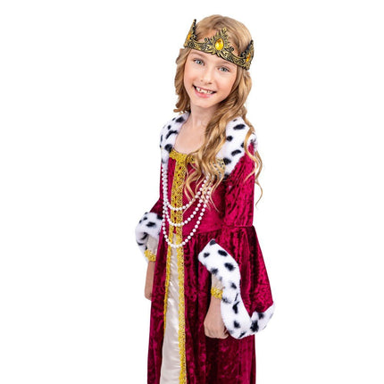 Girls Regal Queen Costume Dress with Faux Fur Collar