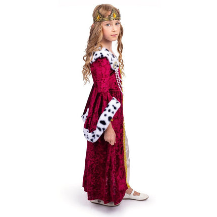 Girls Regal Queen Costume Dress with Faux Fur Collar