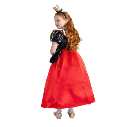 Kids Queen of Hearts Costume with Royal Dress and Crown Headpiece