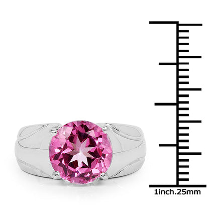 4.55 Carat Genuine Pink Topaz .925 Sterling Silver Ring