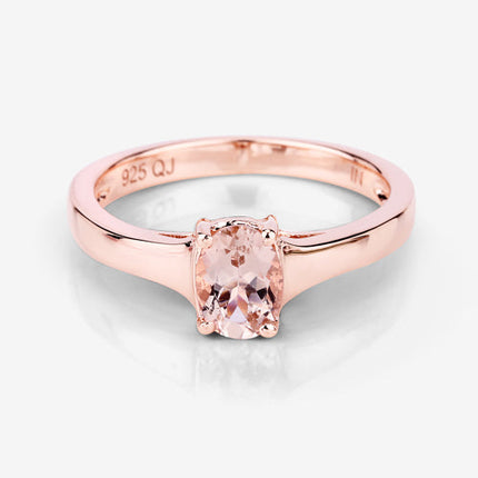0.70 Carat Genuine Morganite .925 Sterling Silver Ring