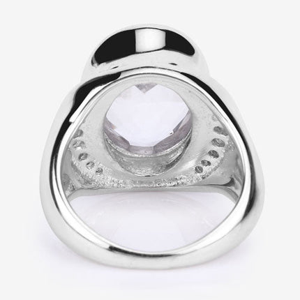 5.38 Carat Genuine Crystal Quartz and White Diamond .925 Sterling Silver Ring