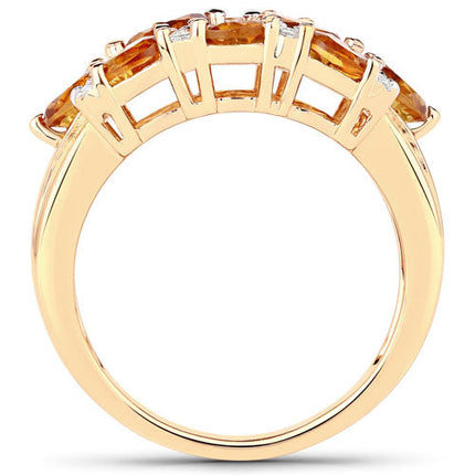 14K Yellow Gold Plated 2.48 Carat Genuine Citrine & White Topaz .925 Sterling Silver Ring