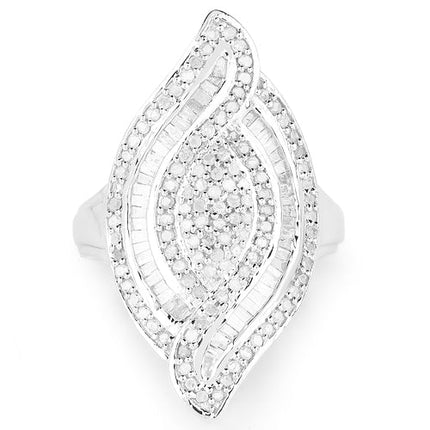 1.22 Carat Genuine White Diamond .925 Sterling Silver Ring